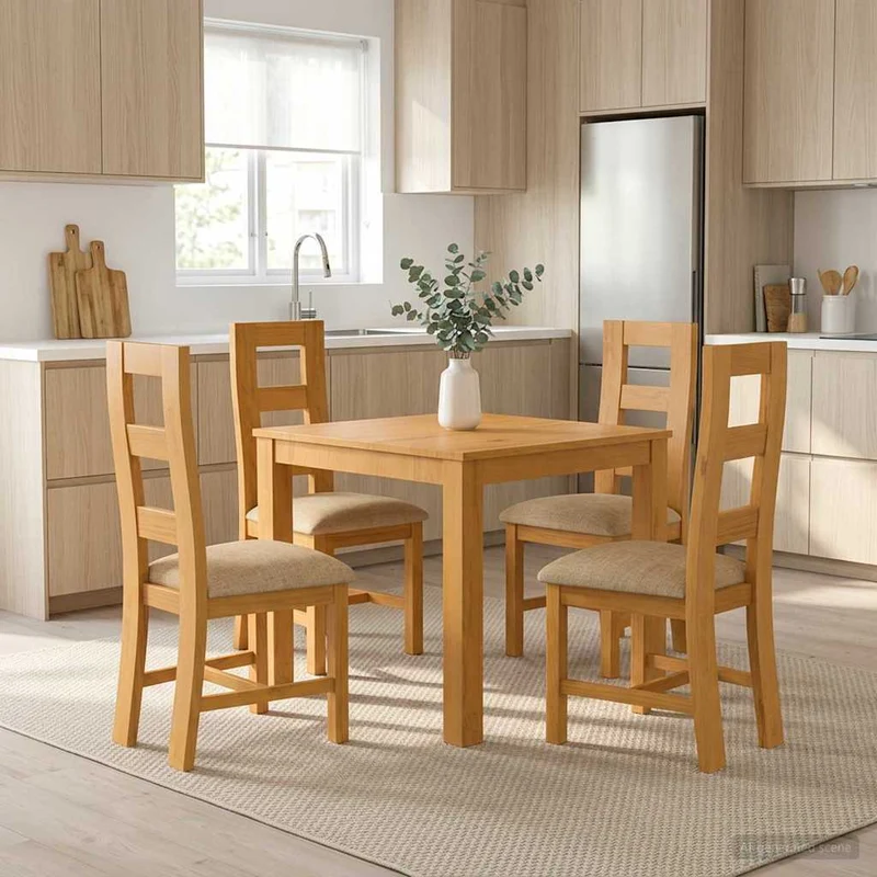 Matgrupp 5 st Beige Massivt Ekträ