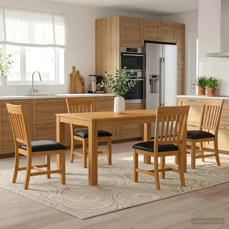 Matgrupp 5 st Svart Massivt Ekträ