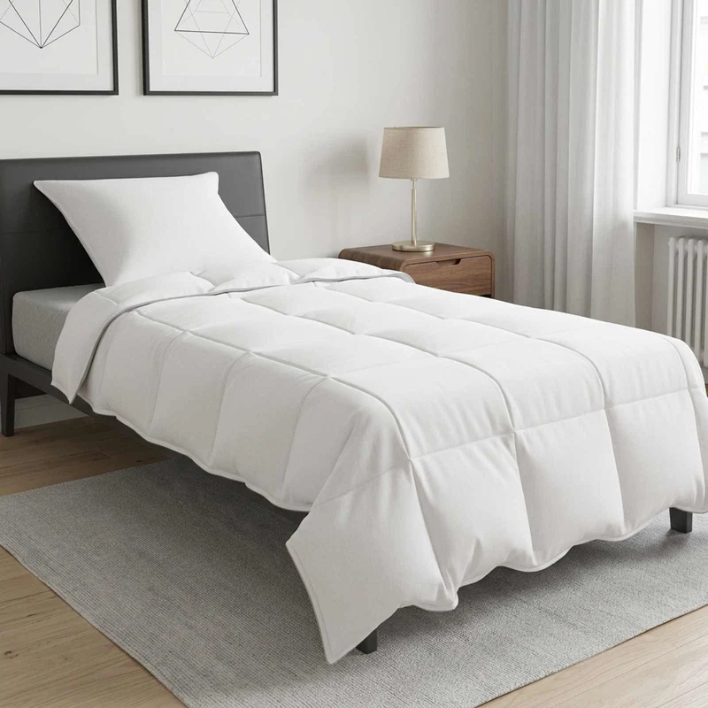 Duntäcke och Kuddset 2 st Vit Bambufiber