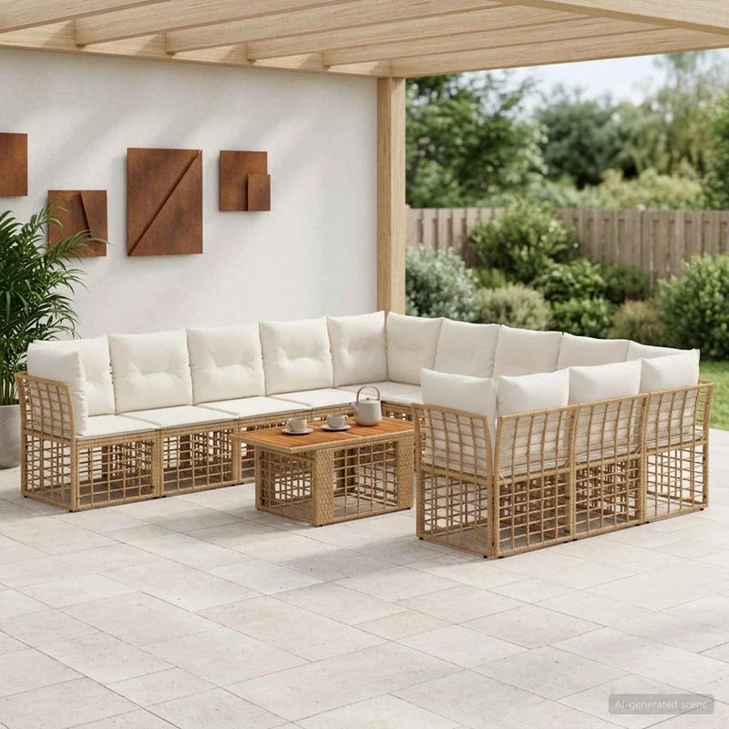 Trädgårdsoffset 12 st Naturlig och Creamvit konstrotting