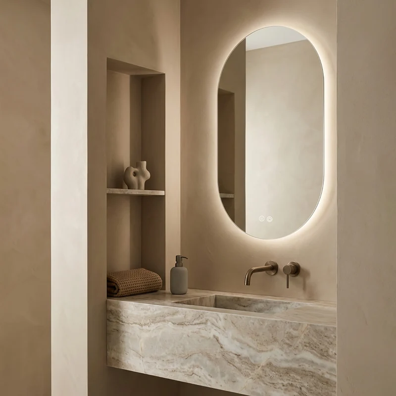 Badrumsspegel Imfri LED 50x100 cm Tenfors Oval