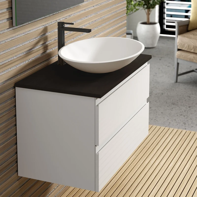 Bänkskiva Solid Surface Tenfors 80x45 cm Svart Matt