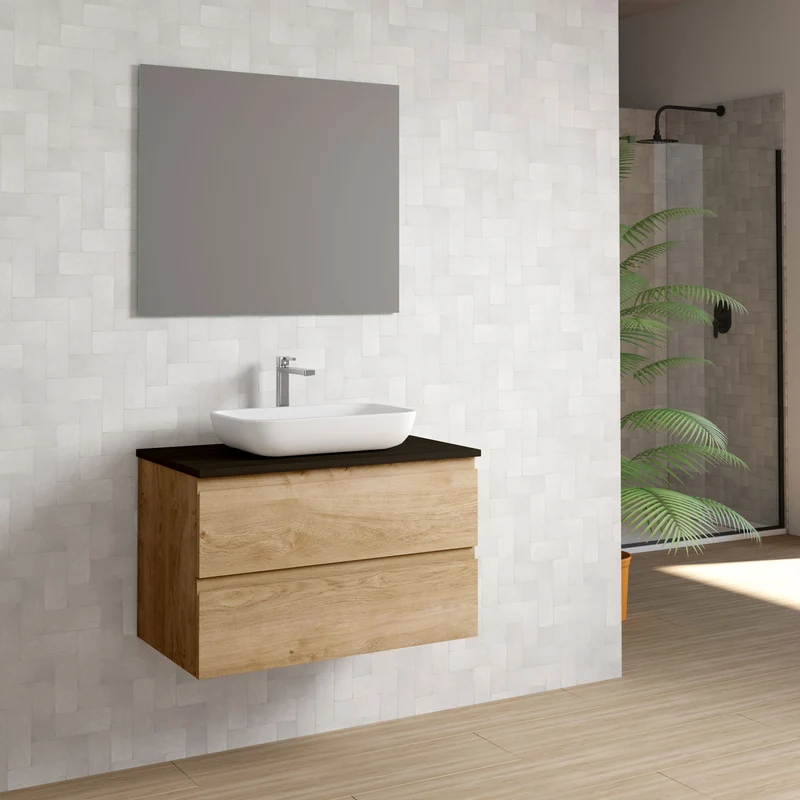 Bänkskiva Solid Surface Tenfors 60x45 cm Svart Matt
