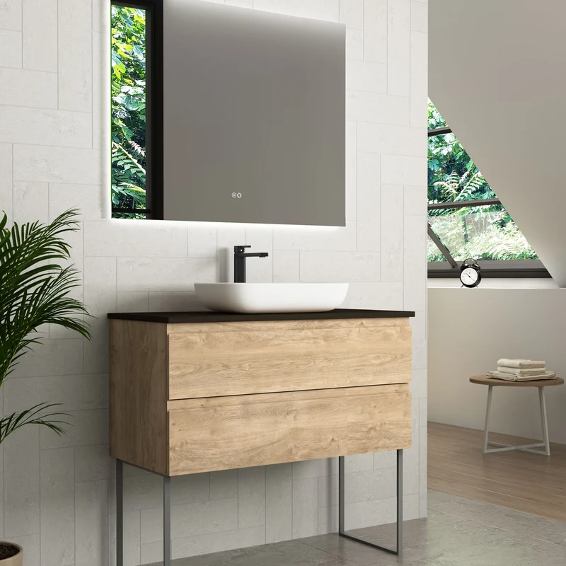 Bänkskiva Solid Surface Tenfors 100x45 cm Svart Matt