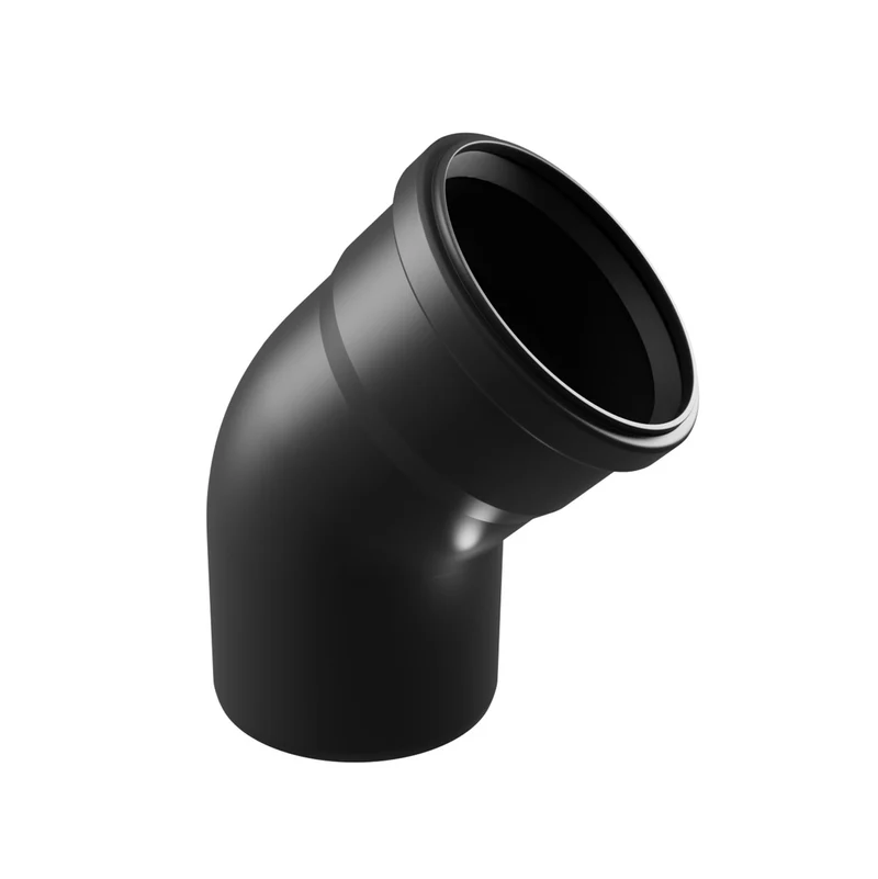 Flue pipe elbow 45° PP Black