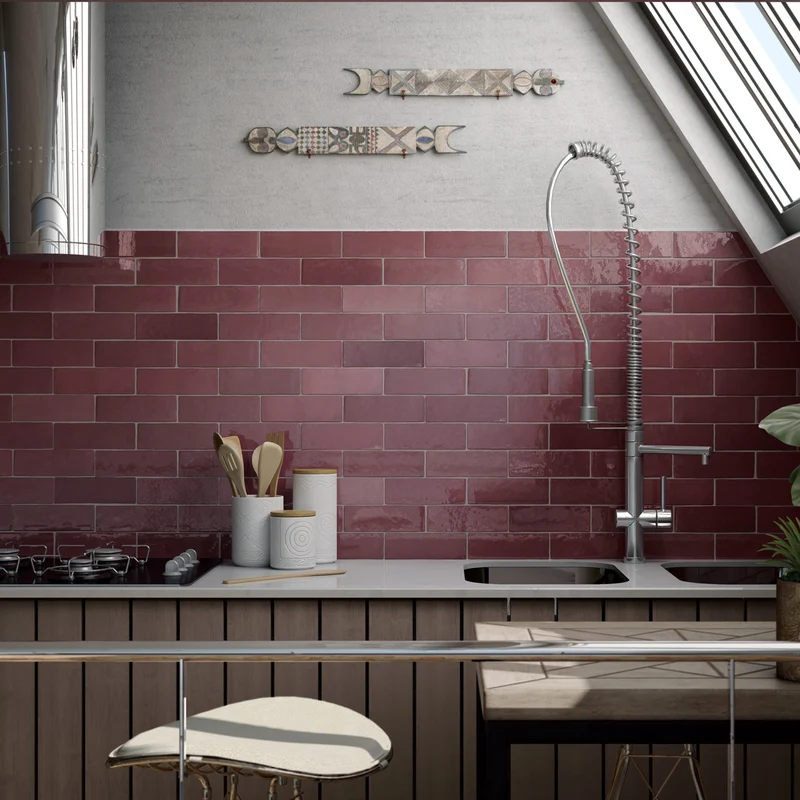 Kakel Creativa Burgundy Blank 6,5x20