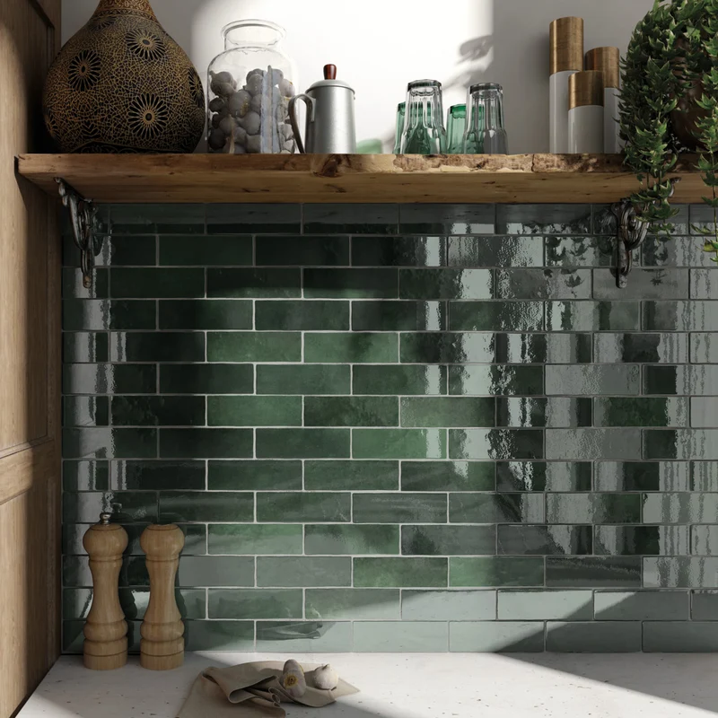 Kakel Creativa Moss Green Blank 6,5x20
