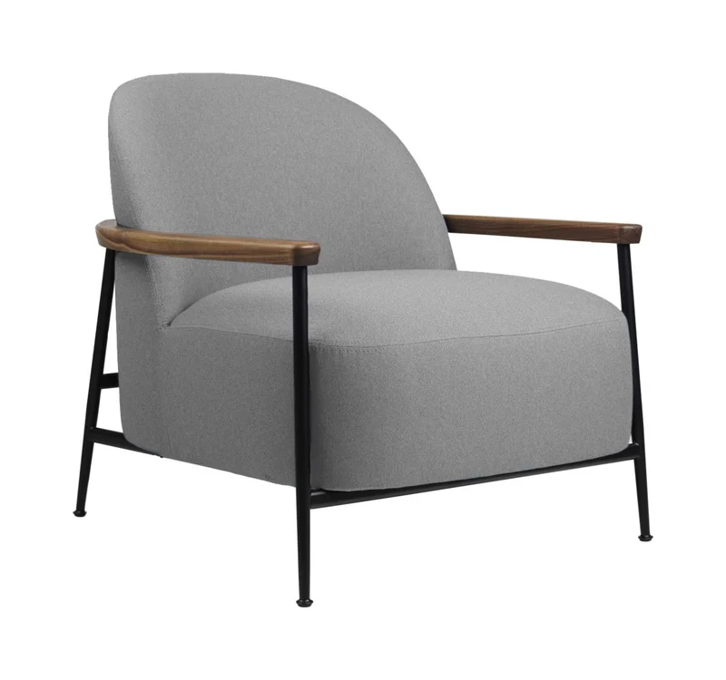 Sejour Lounge Chair With Walnut Armrests Black Matt Base