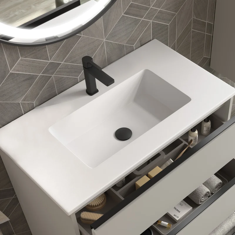 Tvättställ Solid Surface Tenfors Alpin 80 cm Vit Matt