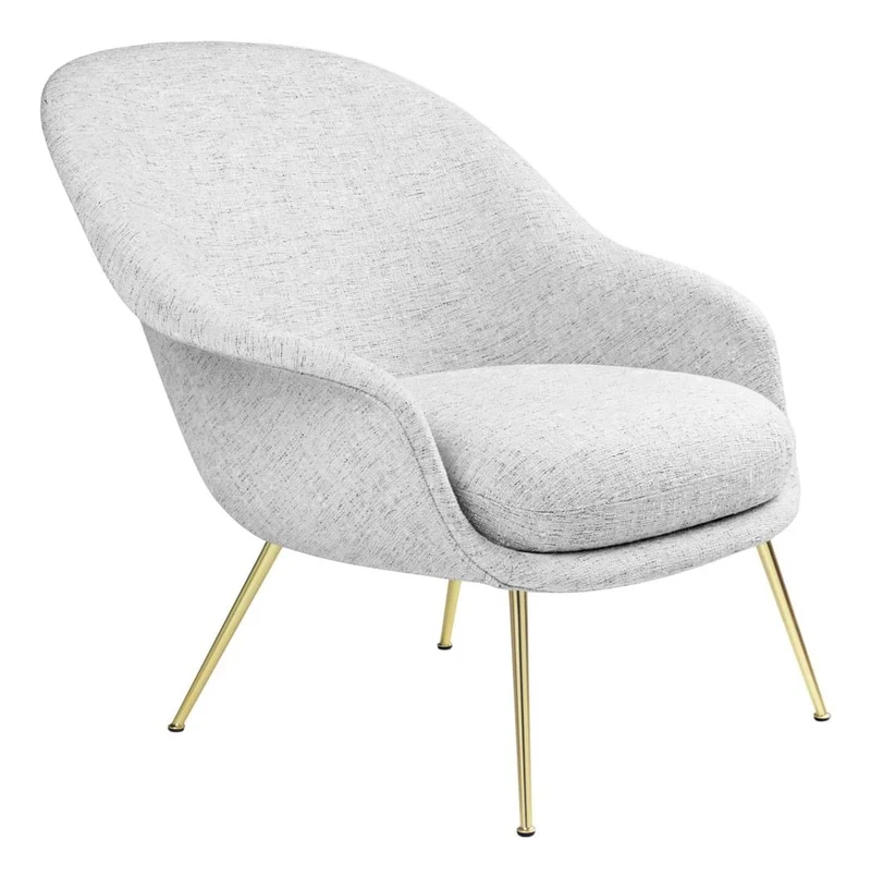 Bat Lounge Chair Low Back Conic Base Brass Semi Matt