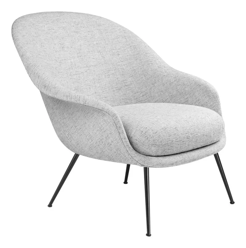 Bat Lounge Chair Low Back Conic Base Black Matt