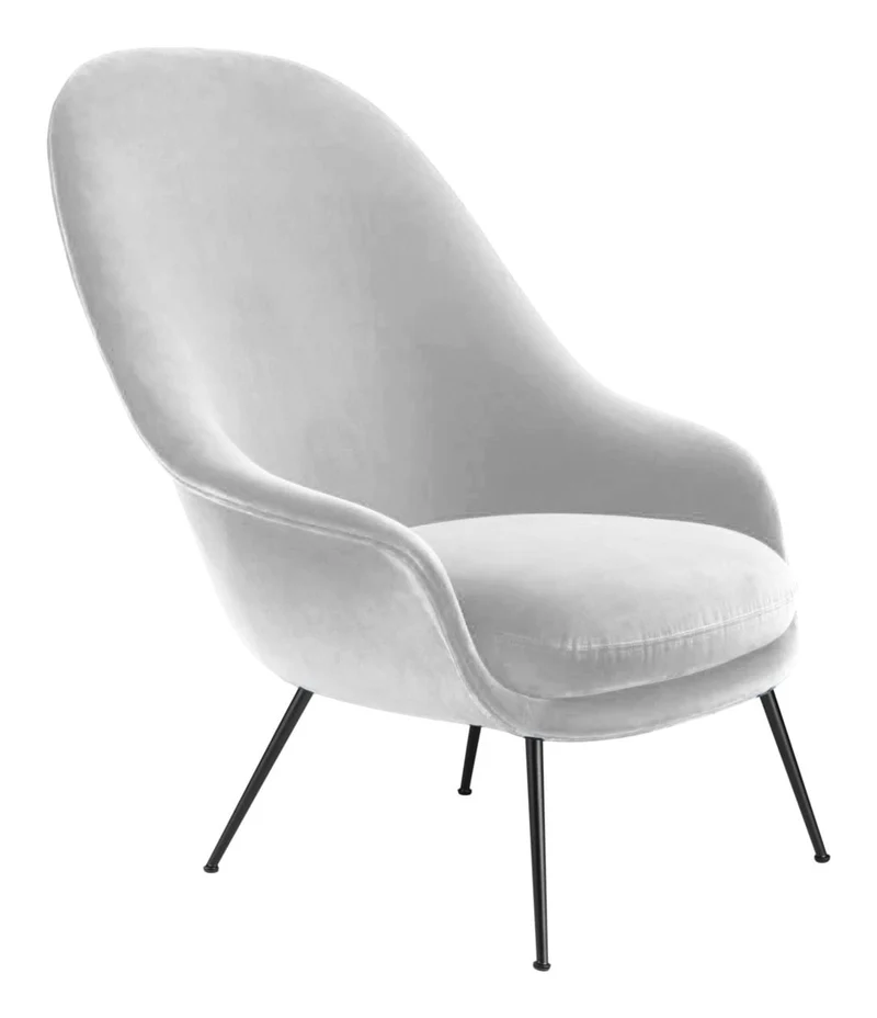 Bat Lounge Chair High Back Conic Base Black Matt