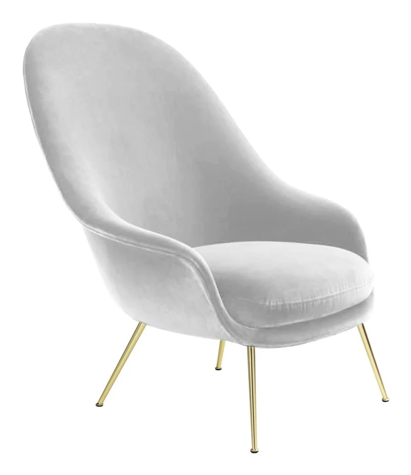 Bat Lounge Chair High Back Conic Base Brass Semi Matt
