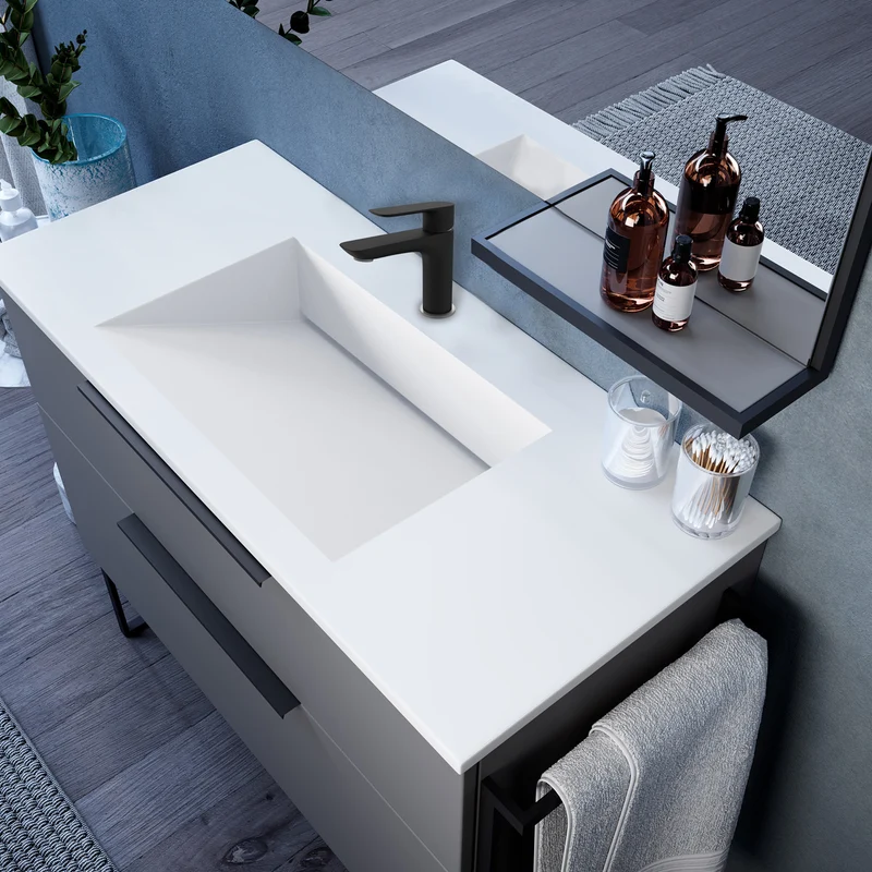 Tvättställ Solid Surface Tenfors Flow 80 cm Vit Matt