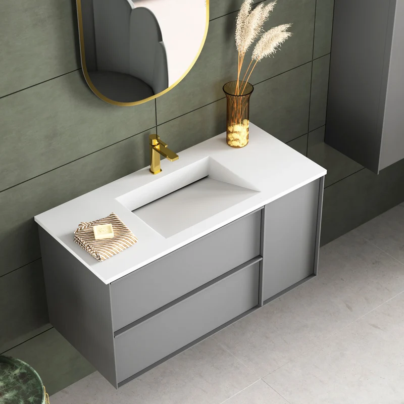 Tvättställ Solid Surface Tenfors Flow 100 cm Vit Matt