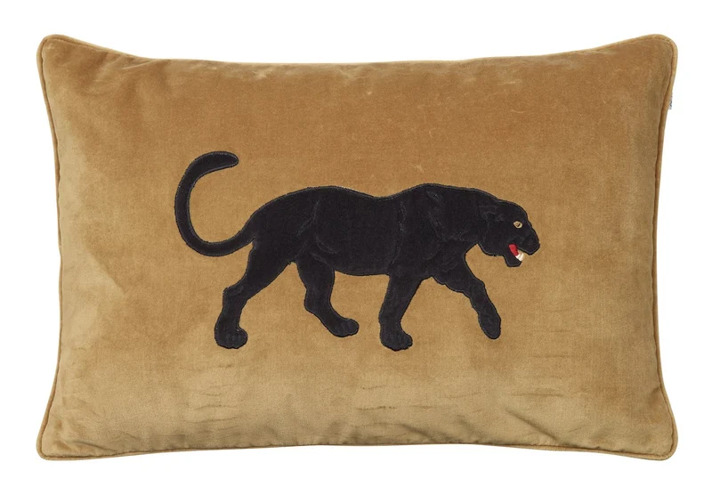 Panther Embroidered Velvet Cushion Cover 40x60