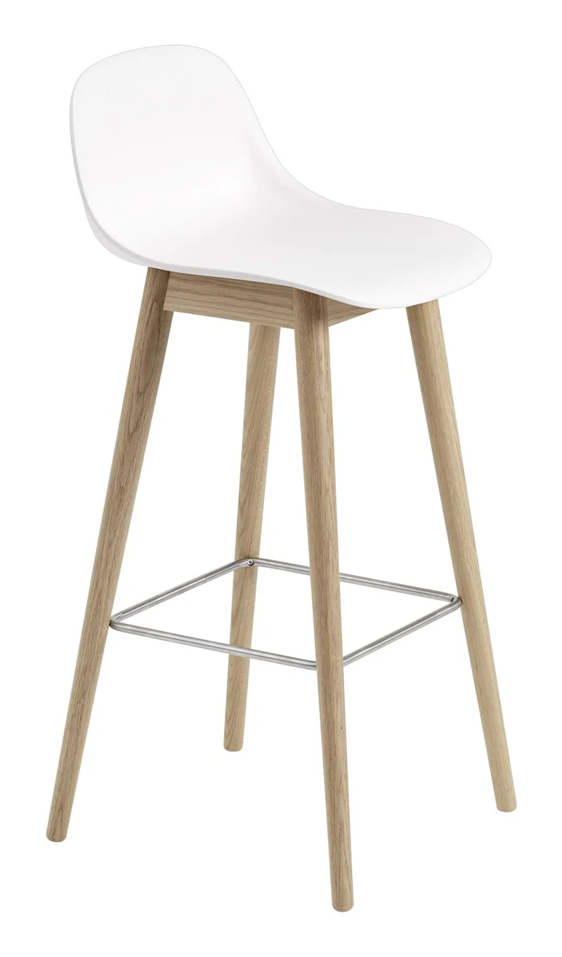 Fiber Bar Stool Wood Base With Backrest 75 cm