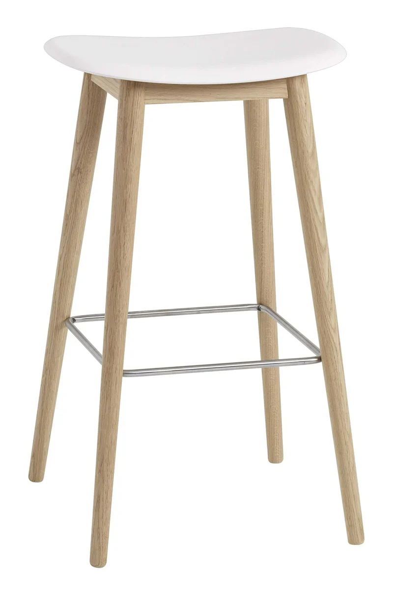 Fiber Bar Stool Wood Base 75 cm