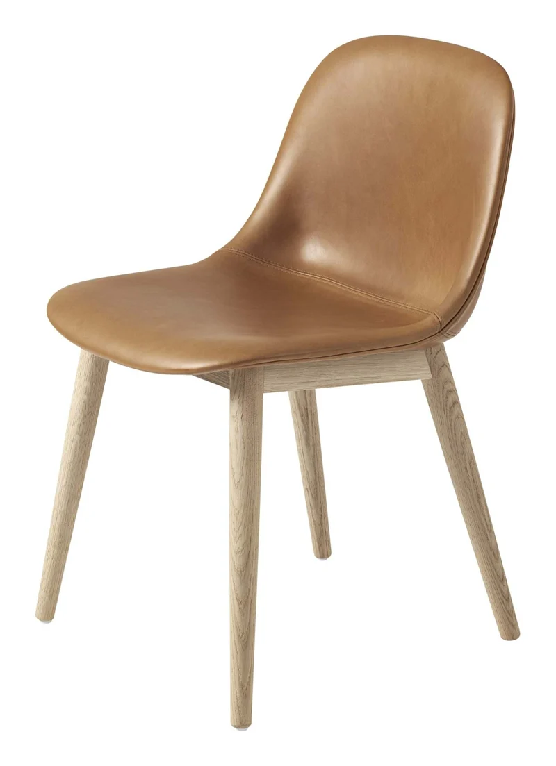 Fiber Side Chair Wood Base Leather