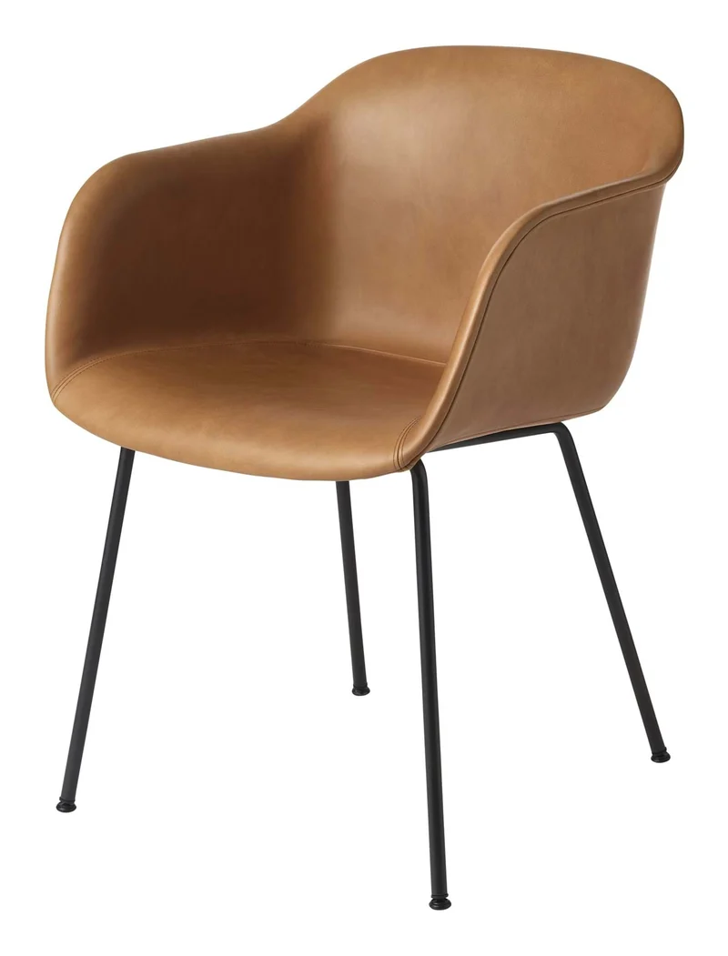 Fiber Armchair Tube Base Leather