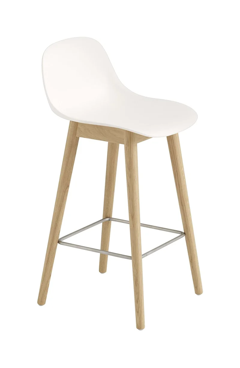 Fiber Counter Stool Wood Base With Backrest 65 cm