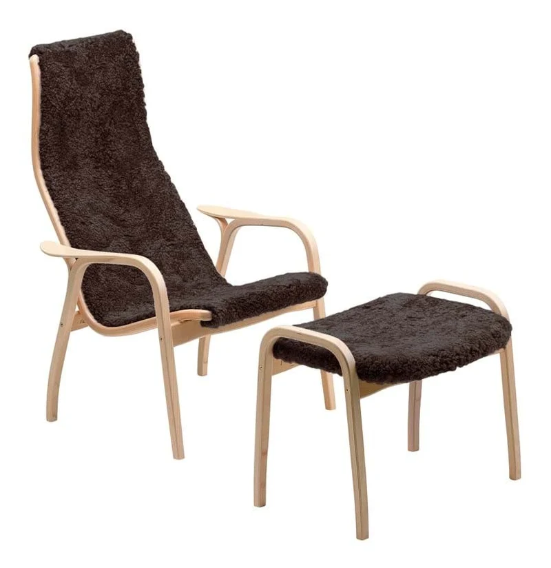 Lamino Fåtölj + Pall Bok Naturlack